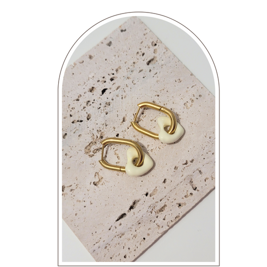 WHITE HEART EARRINGS