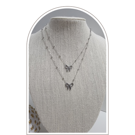 SILVER BOW NECKLACE